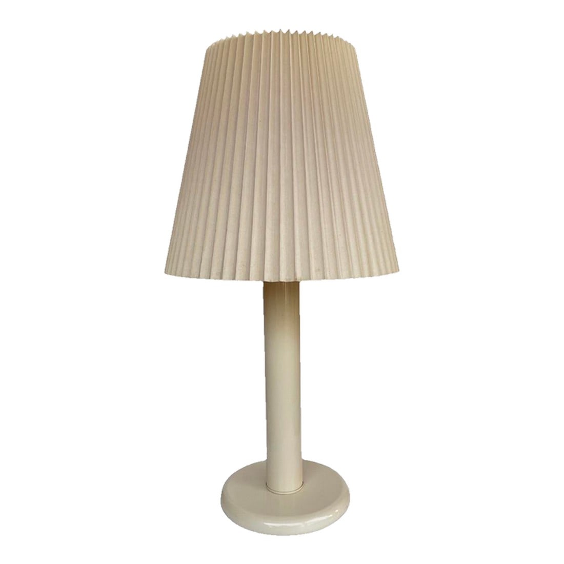 1980s Enamel Ivory Table Lamp With Original Pleated Shade (1 of 9)