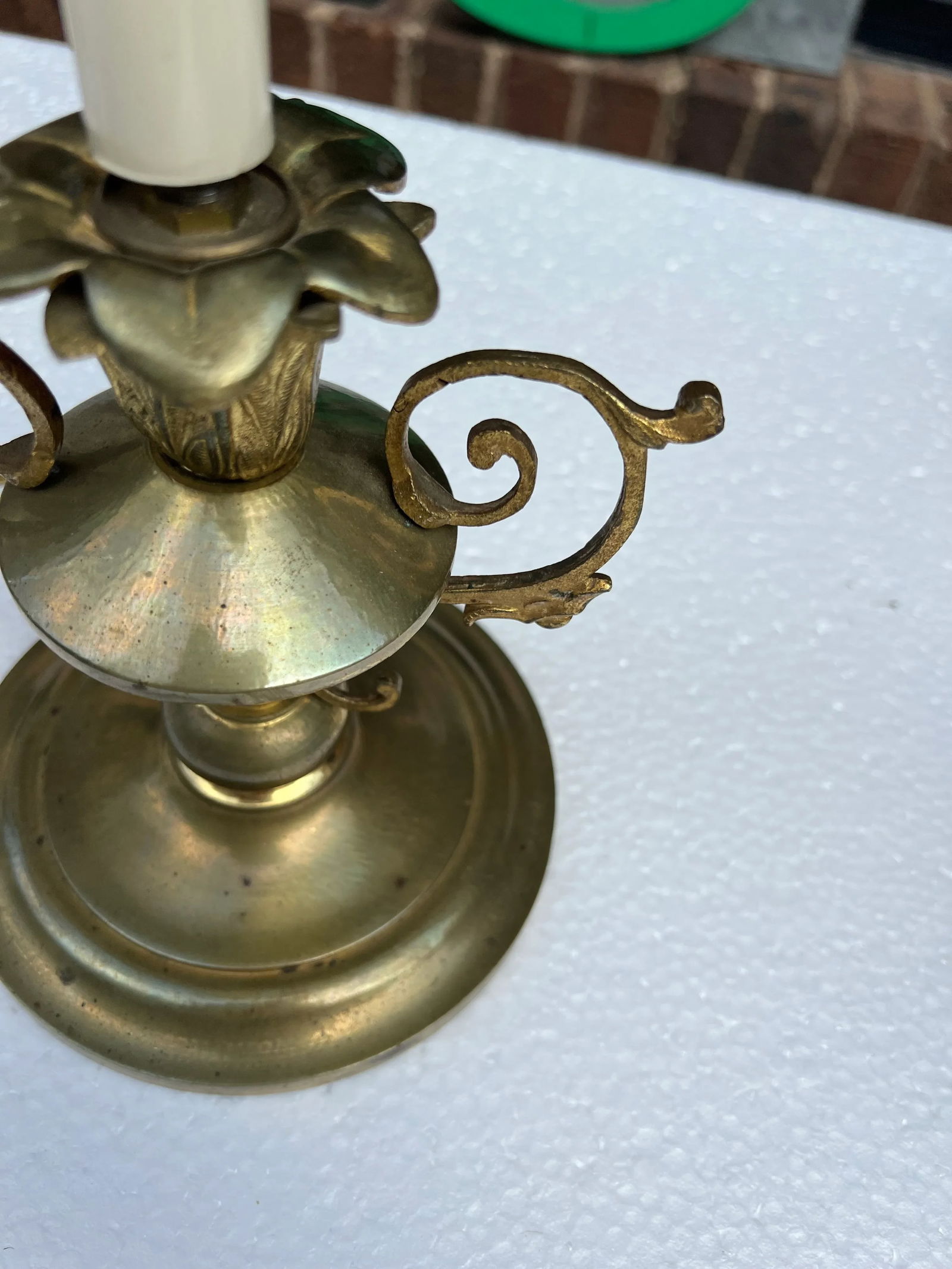 1970s Brass Lamp Base With Shade Included - 2