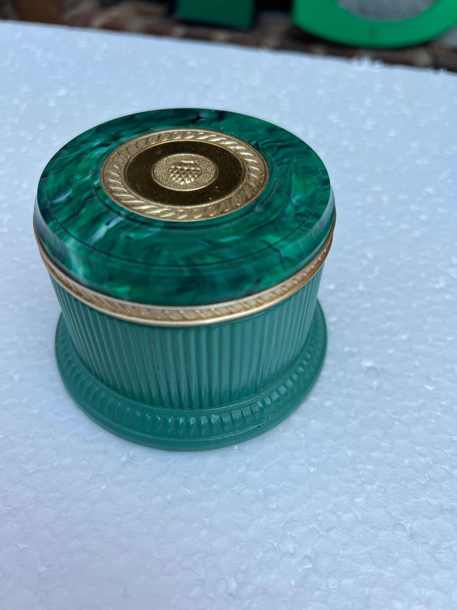 Vintage Faux Malachite Box - 2