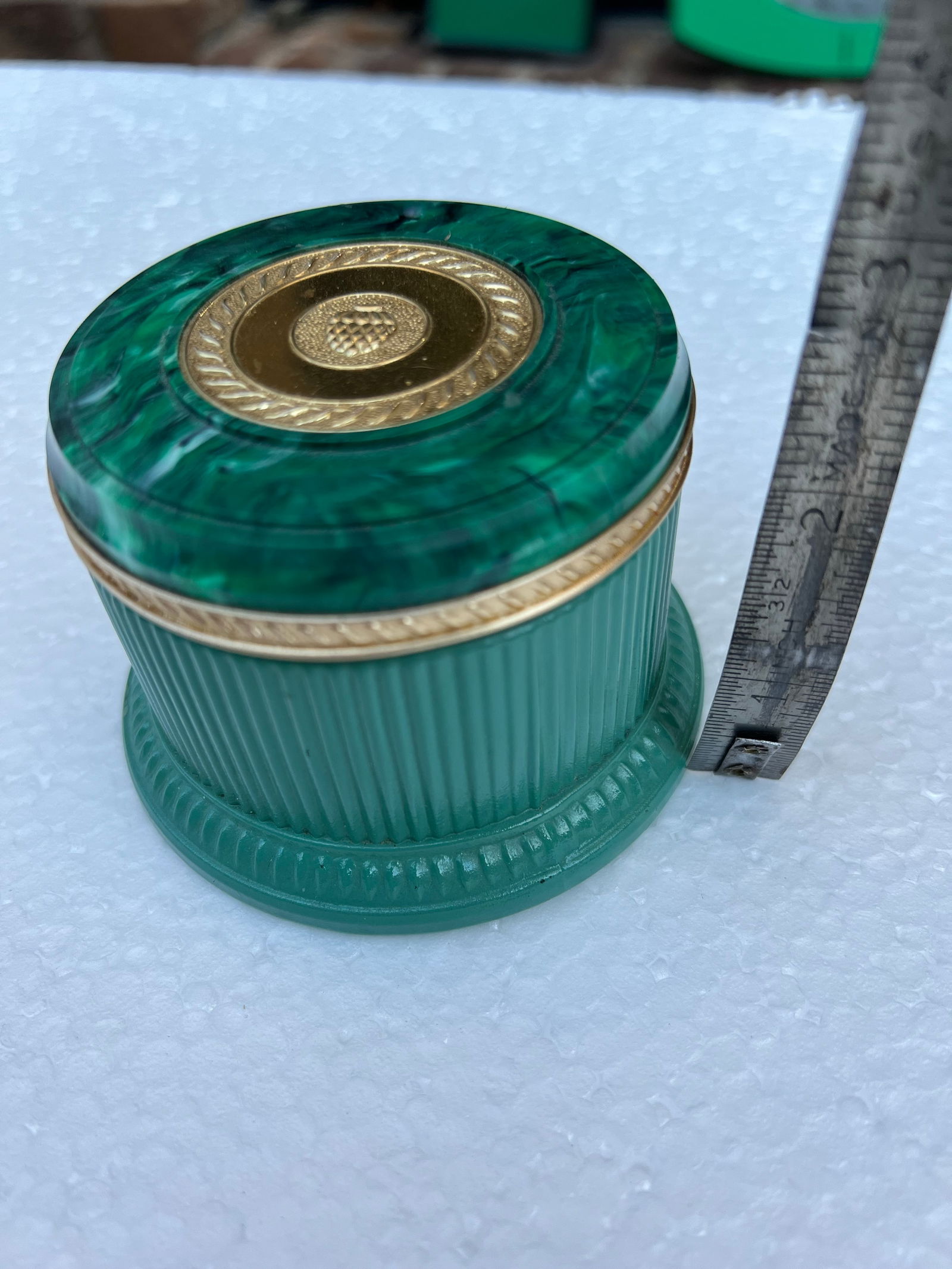 Vintage Faux Malachite Box - 3