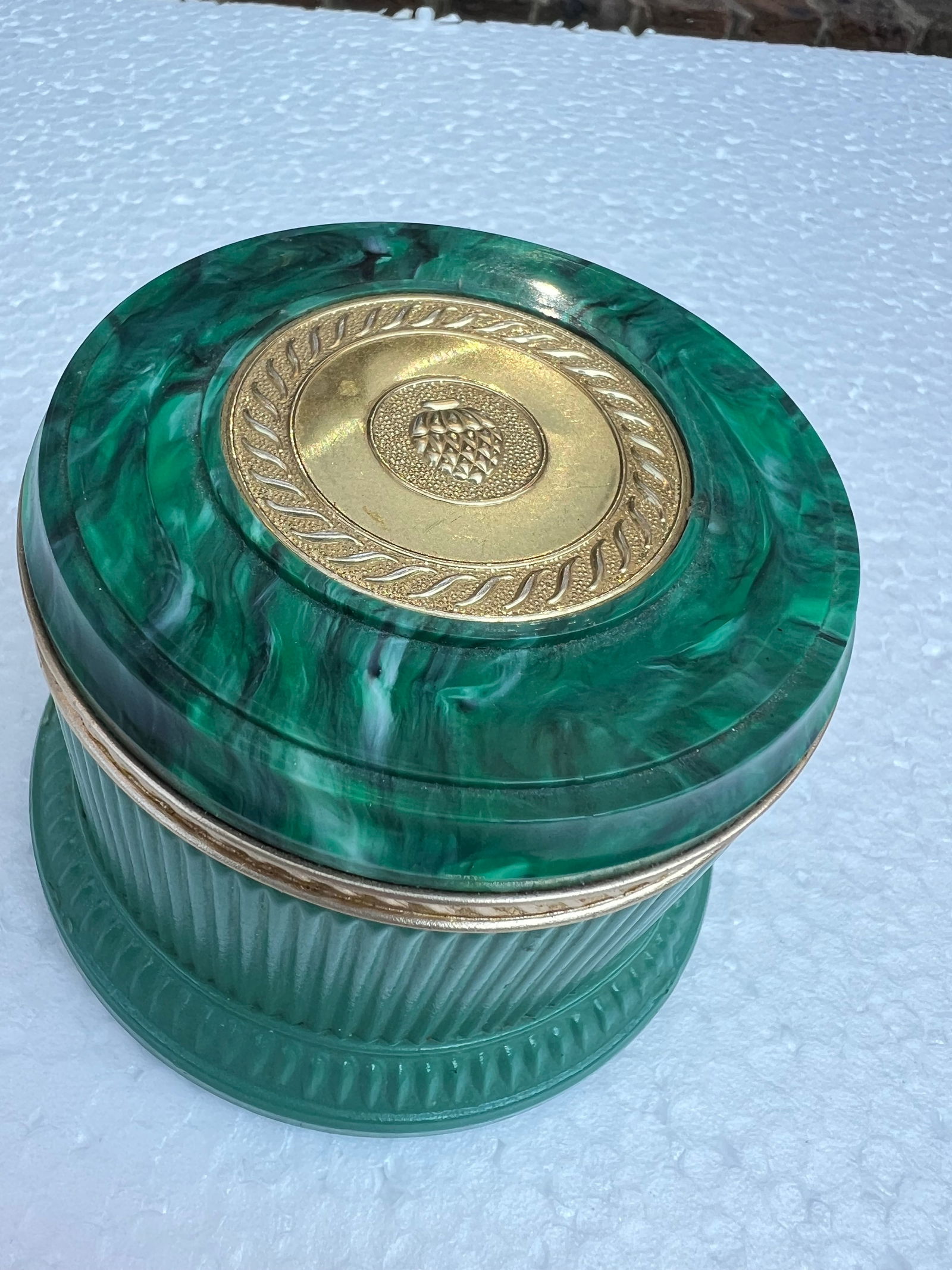 Vintage Faux Malachite Box - 5