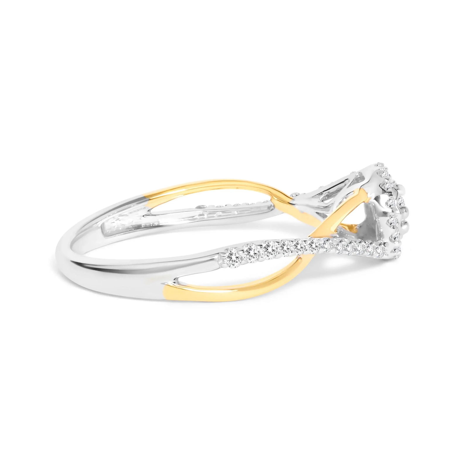 14K Yellow Gold Plated .925 Sterling Silver 1/4 Cttw Diamond Bypass and Halo Promise Ring (I-J Color - 2