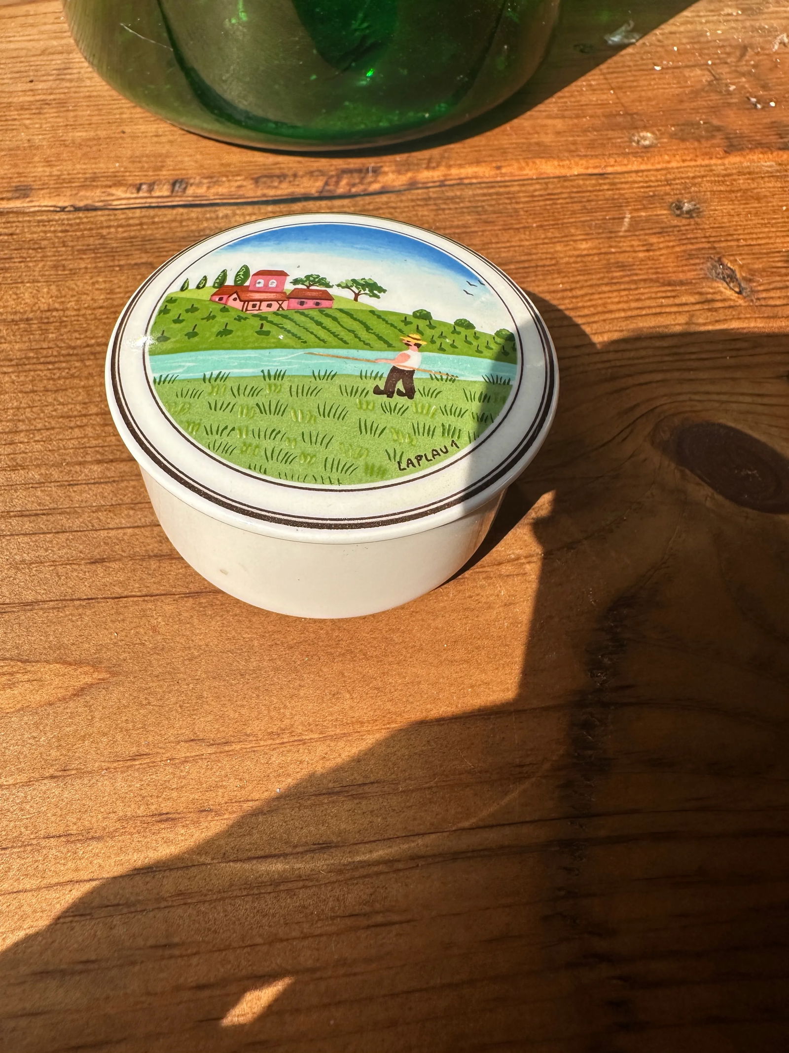 1970s Small Ceramic Farmer Painted Catchall From Luxembourg - 2