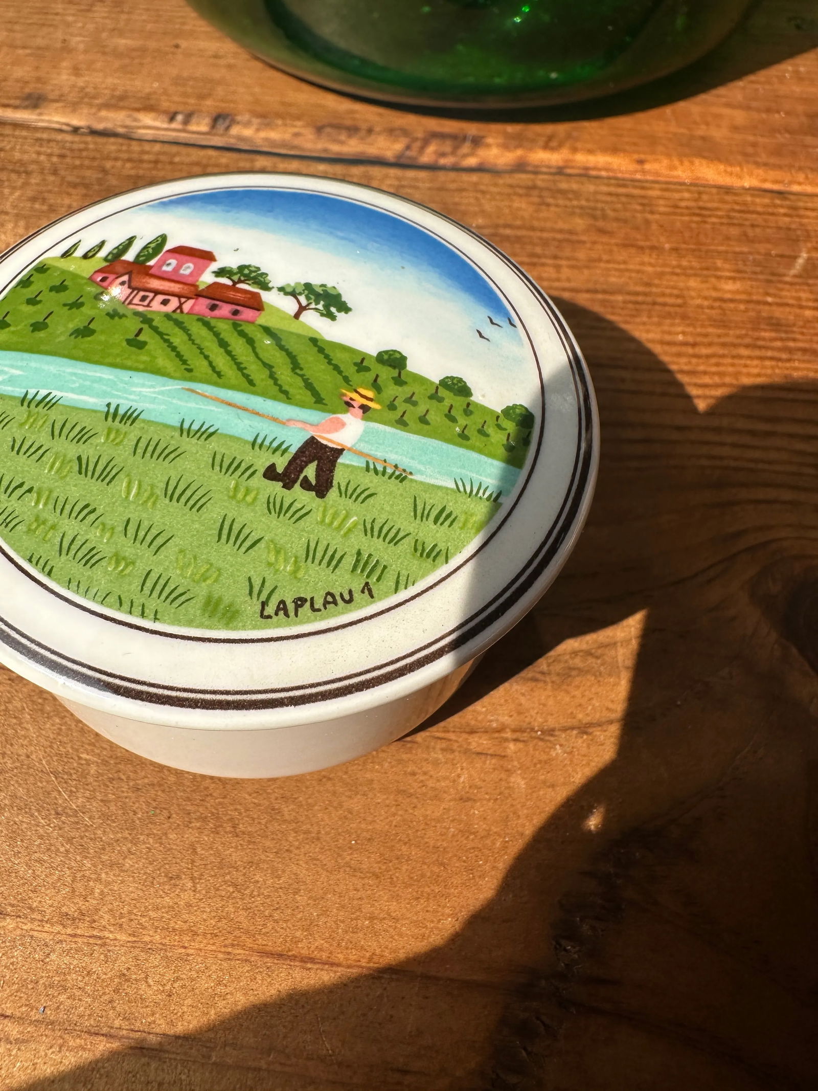 1970s Small Ceramic Farmer Painted Catchall From Luxembourg - 3