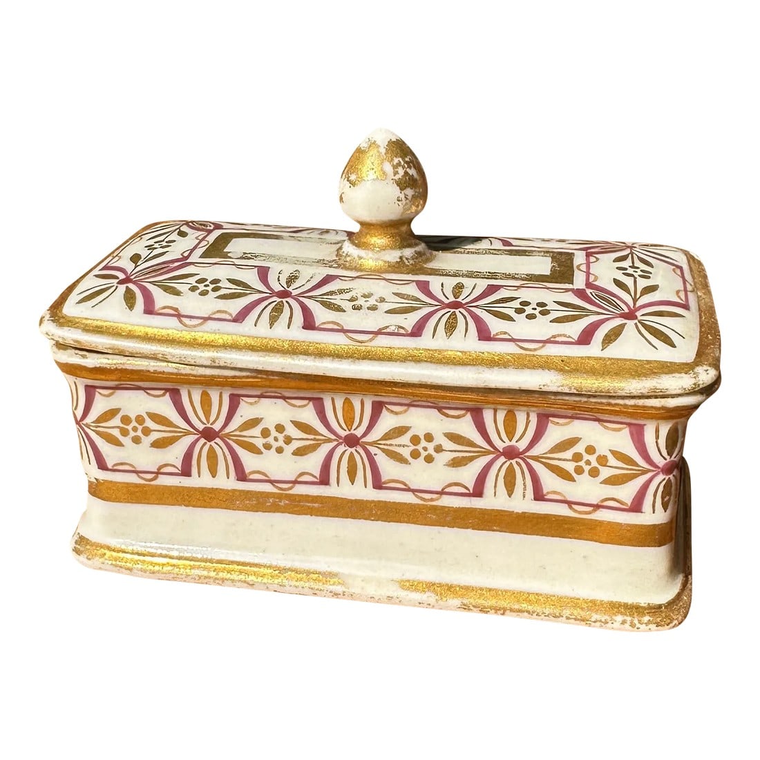 Small 1970s Ceramic Catchall With Matching Lid and Gold Accents: Up for consideration is a beautiful small ceramic catchall with a matching lid and gold accents. This would look lovely in your home and it is a great find for the interior design enthusiast. Please