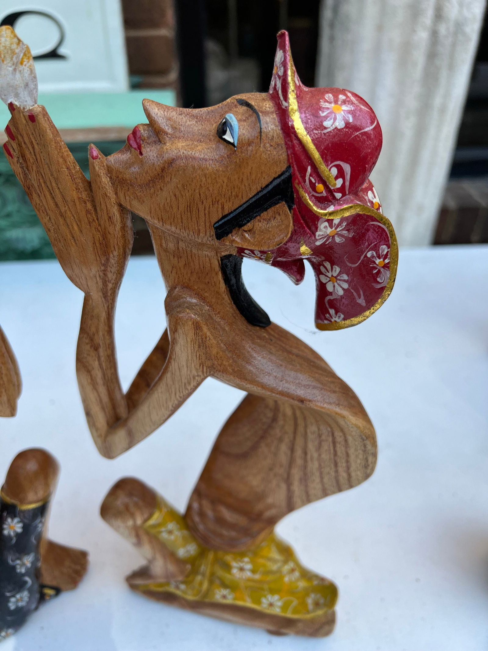 Pair of 1970s Wooden Carved Praying Figures - 5