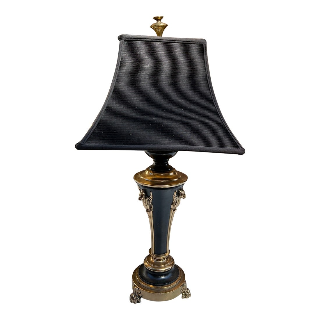 1970s Black and Gold Egyptian Lamp: Up for consideration is a beautiful black and gold Egyptian lamp. This would look lovely in your home and it is a great find for the interior design enthusiast. Please check out my other listings! 