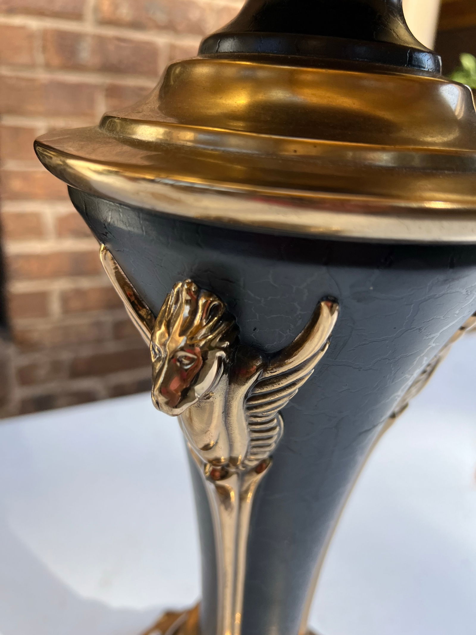 1970s Black and Gold Egyptian Lamp - 2