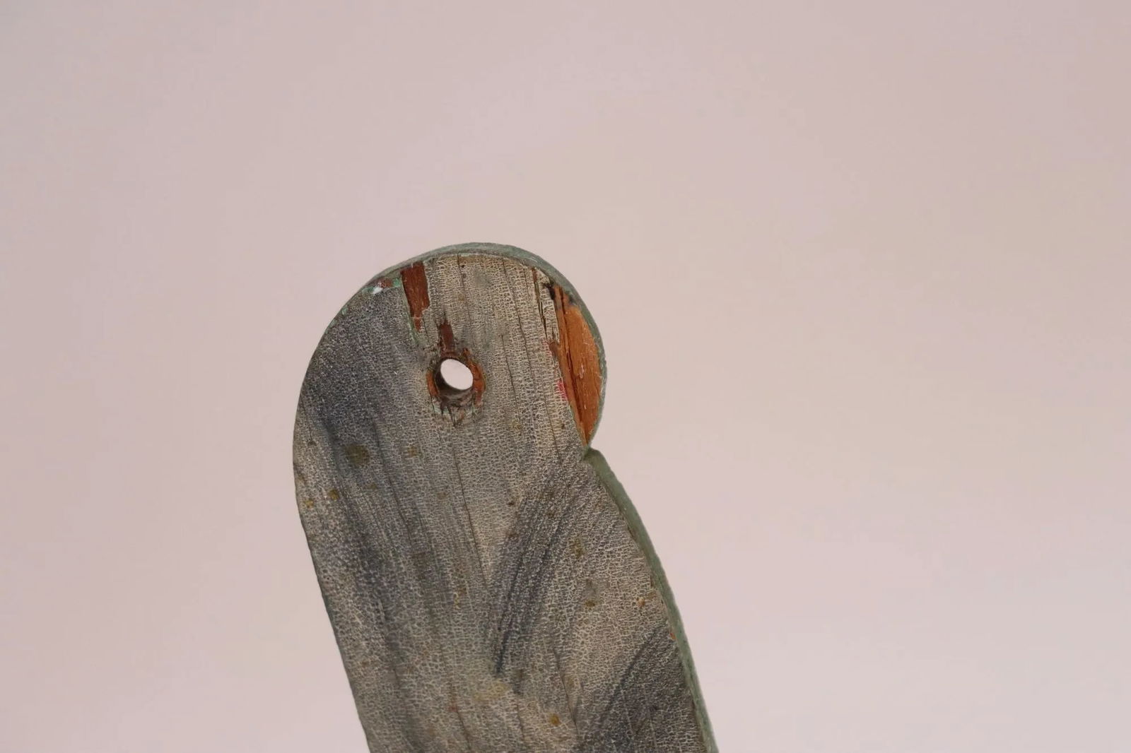 Vintage Folk Art Carved "Cat" Mint Green Matchbook Holder - 9