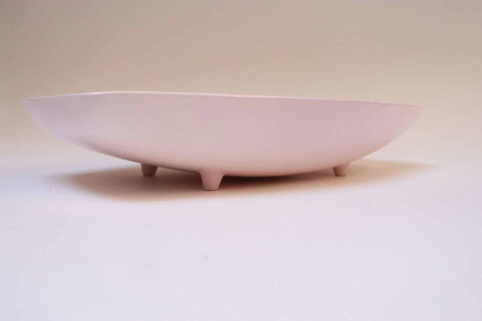 Vintage Pink Ceramic Elongated Footed Tray by Royal Haeger - 11