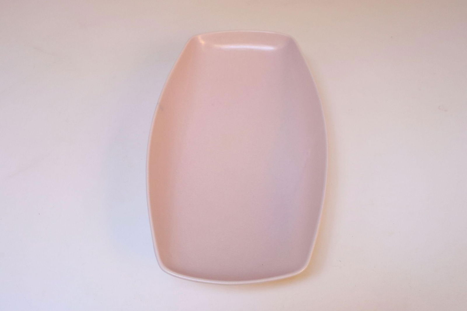 Vintage Pink Ceramic Elongated Footed Tray by Royal Haeger - 8