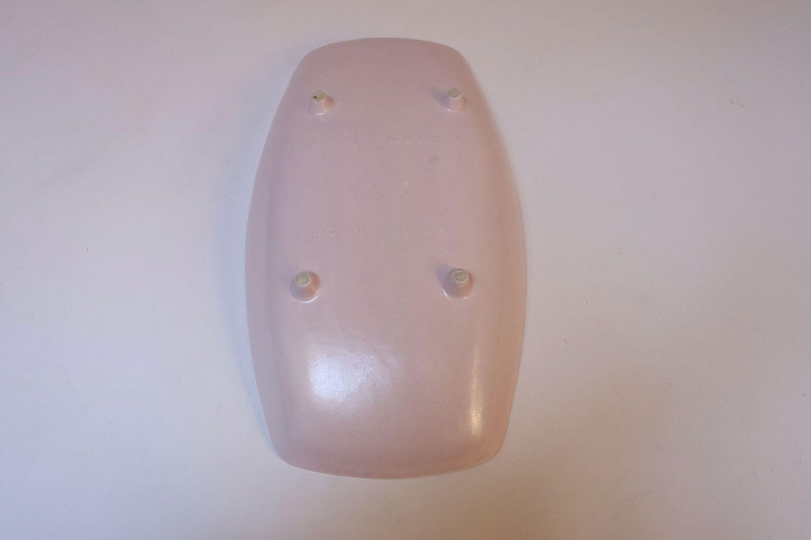 Vintage Pink Ceramic Elongated Footed Tray by Royal Haeger - 9