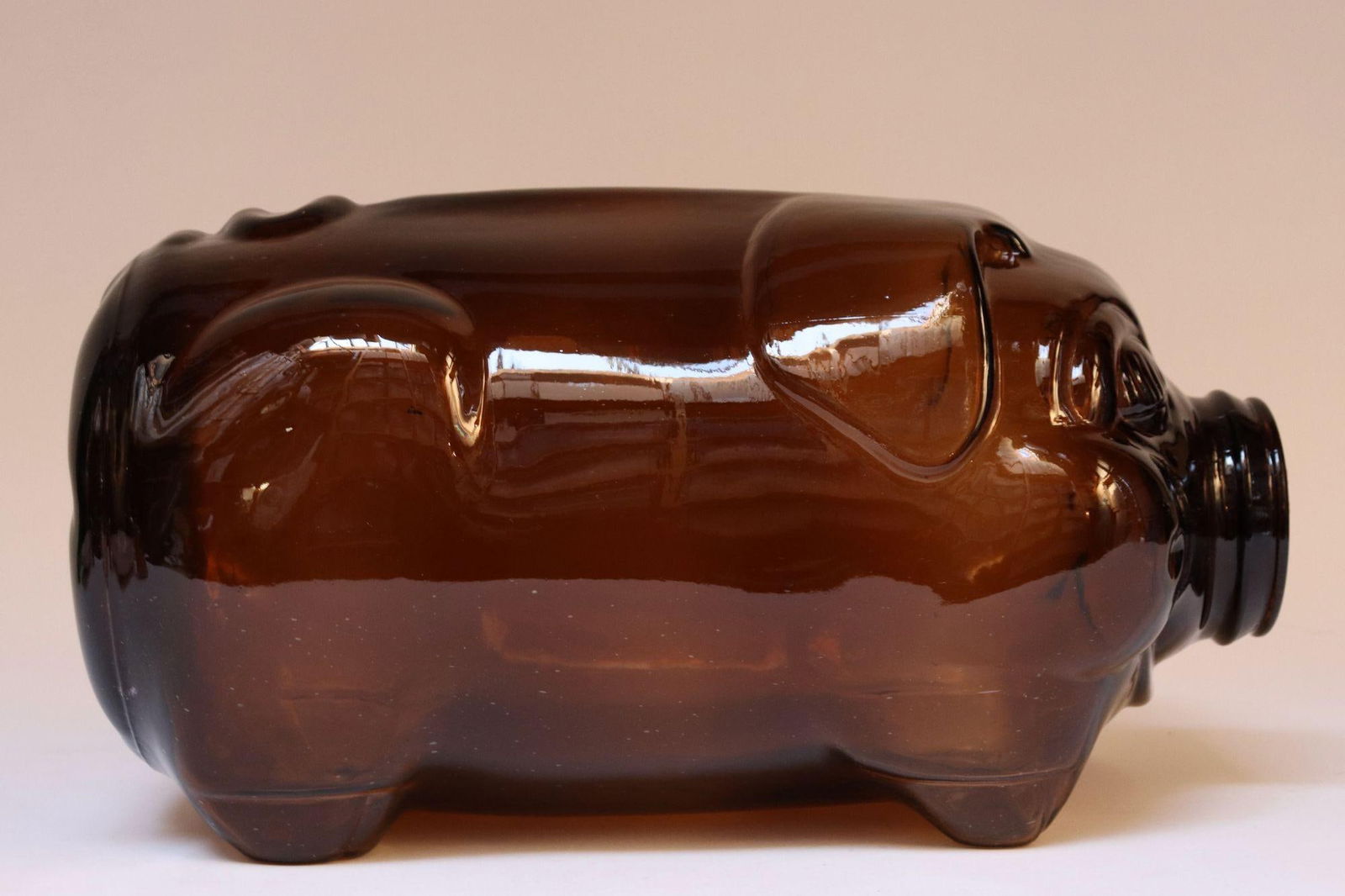 Large Vintage Amber Glass Five-Gallon Piggy Bank by Libbey - 4