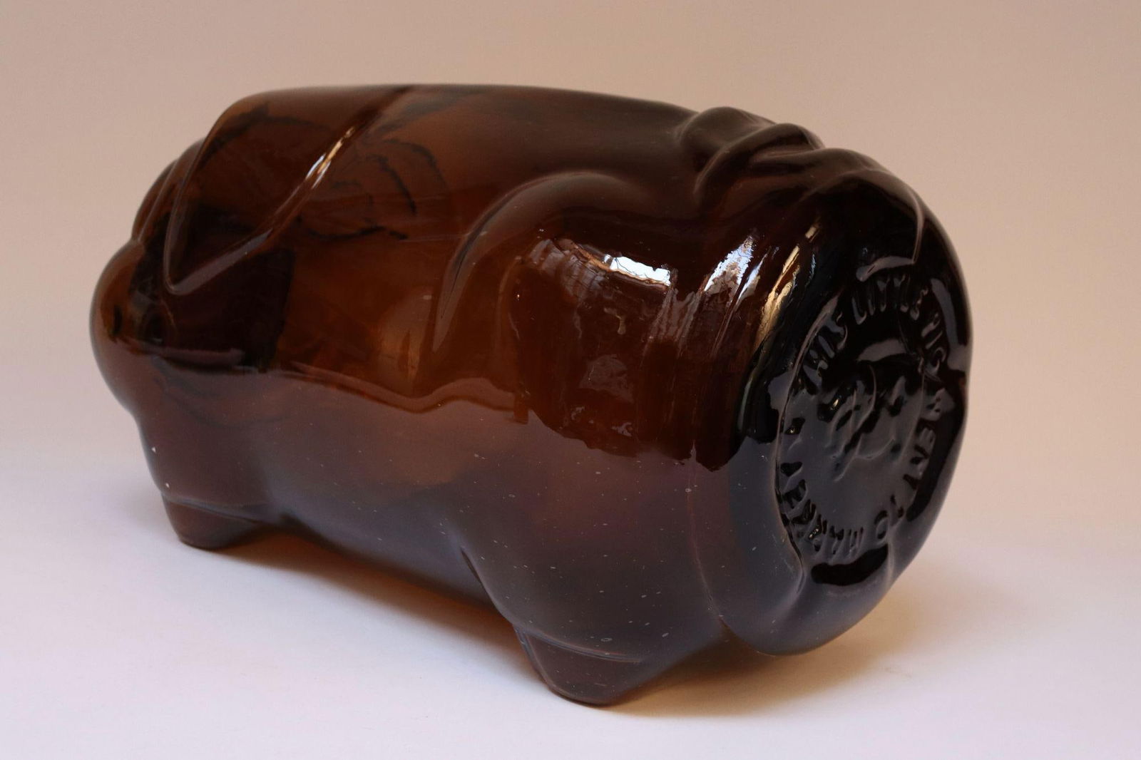 Large Vintage Amber Glass Five-Gallon Piggy Bank by Libbey - 5