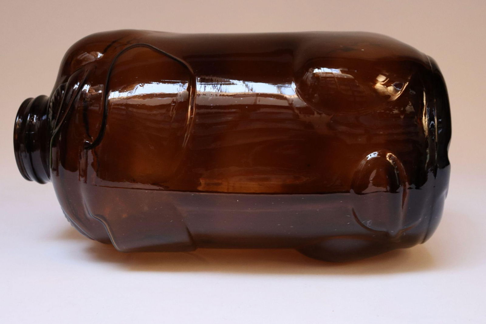 Large Vintage Amber Glass Five-Gallon Piggy Bank by Libbey - 8