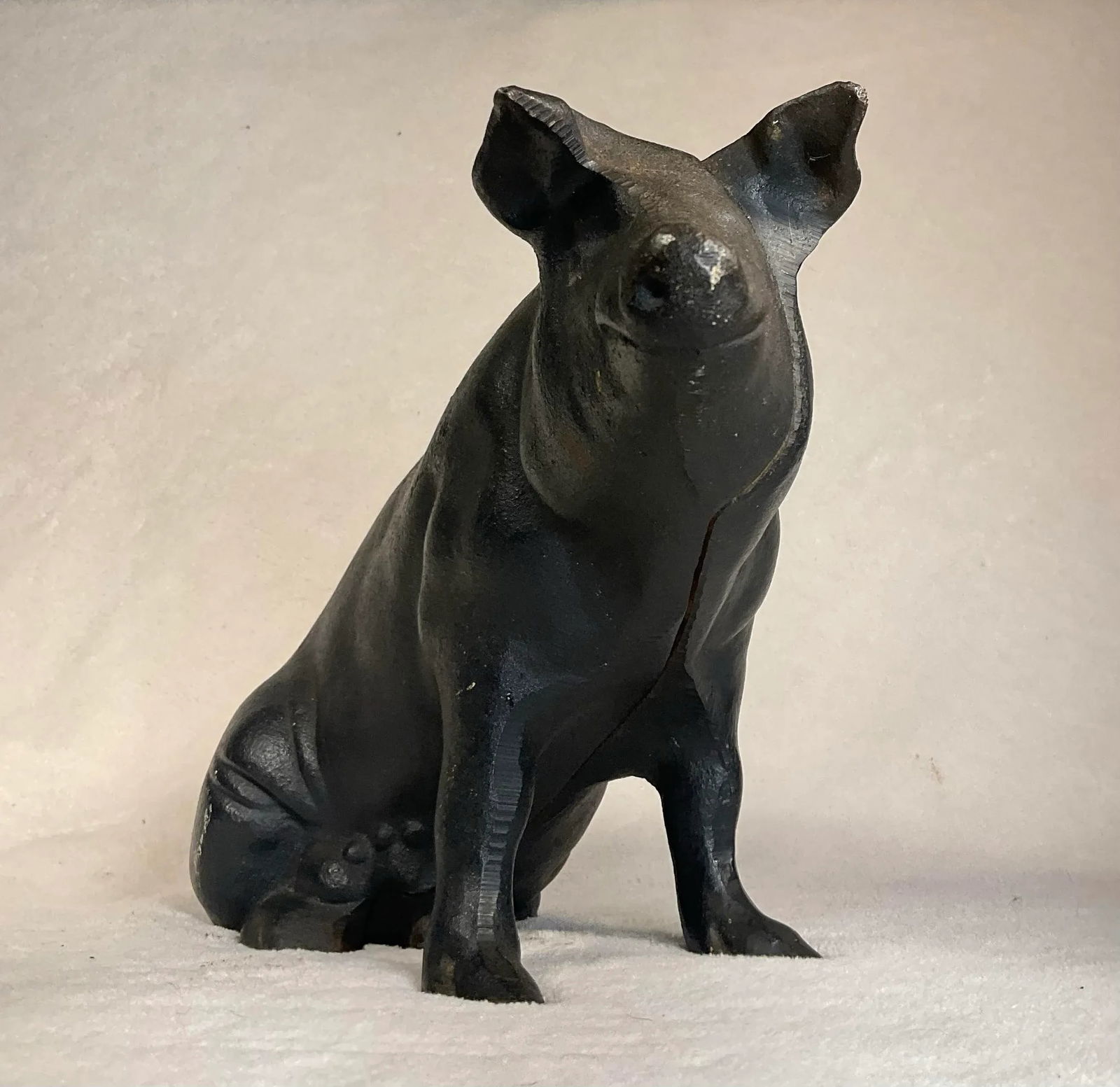 Large Vintage Antique 19th Century Black Cast Iron Piggy Bank Money Box Animal Sculpture- 1800s - 5