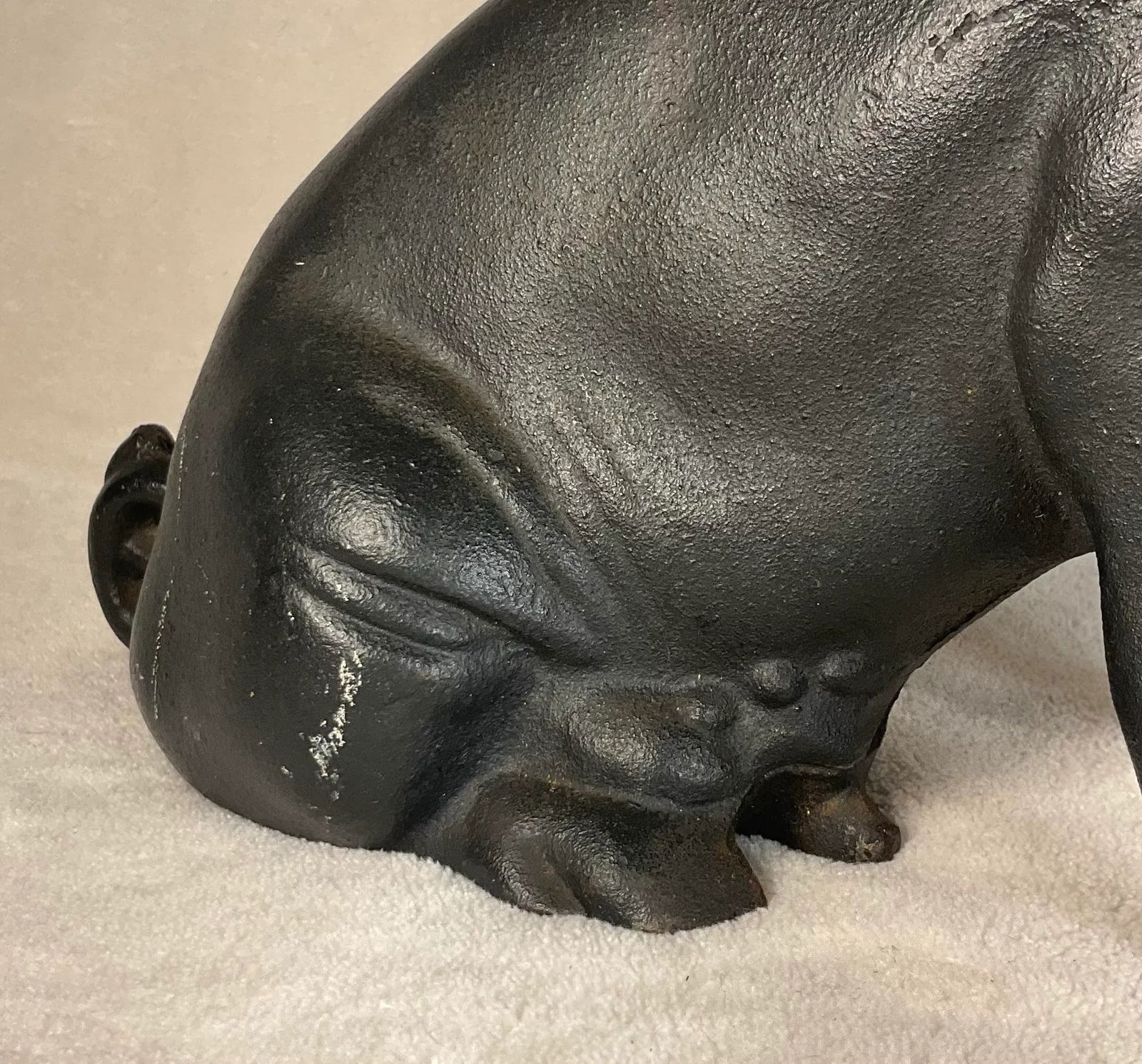 Large Vintage Antique 19th Century Black Cast Iron Piggy Bank Money Box Animal Sculpture- 1800s - 7