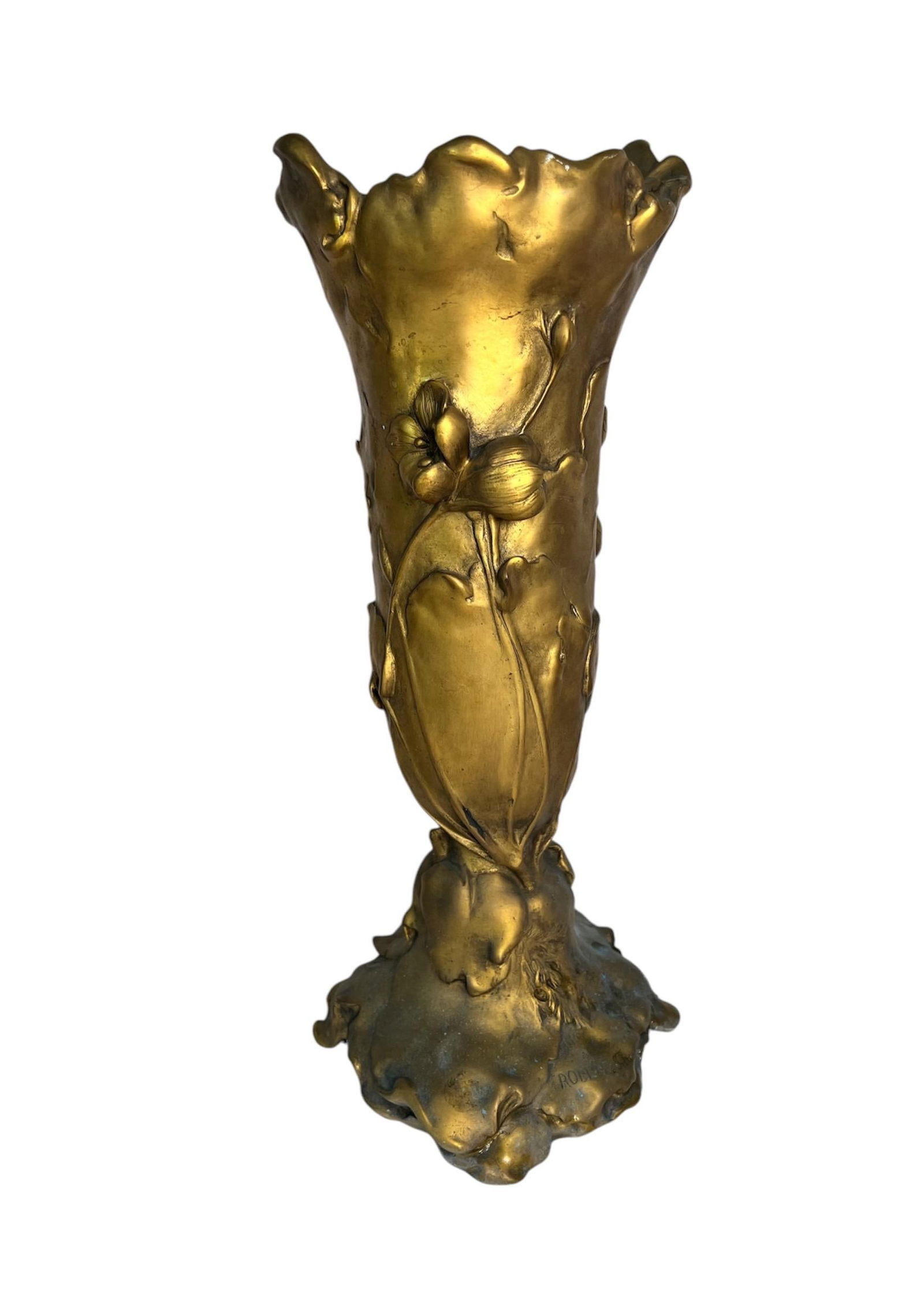 Bronze Art Nouveau Vase by Robert FrâˆšÂ©res, Circa 1900 - 8