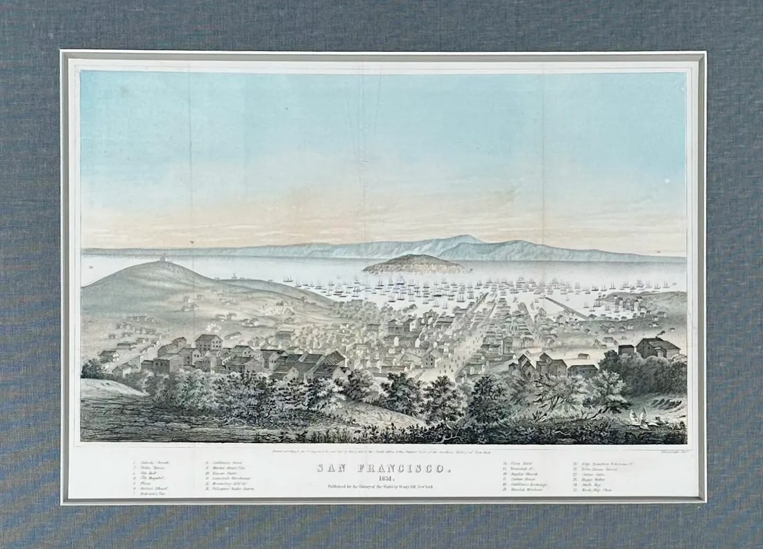 1851 San Francisco Original Lithograph by T. Sinclair, Framed - 2