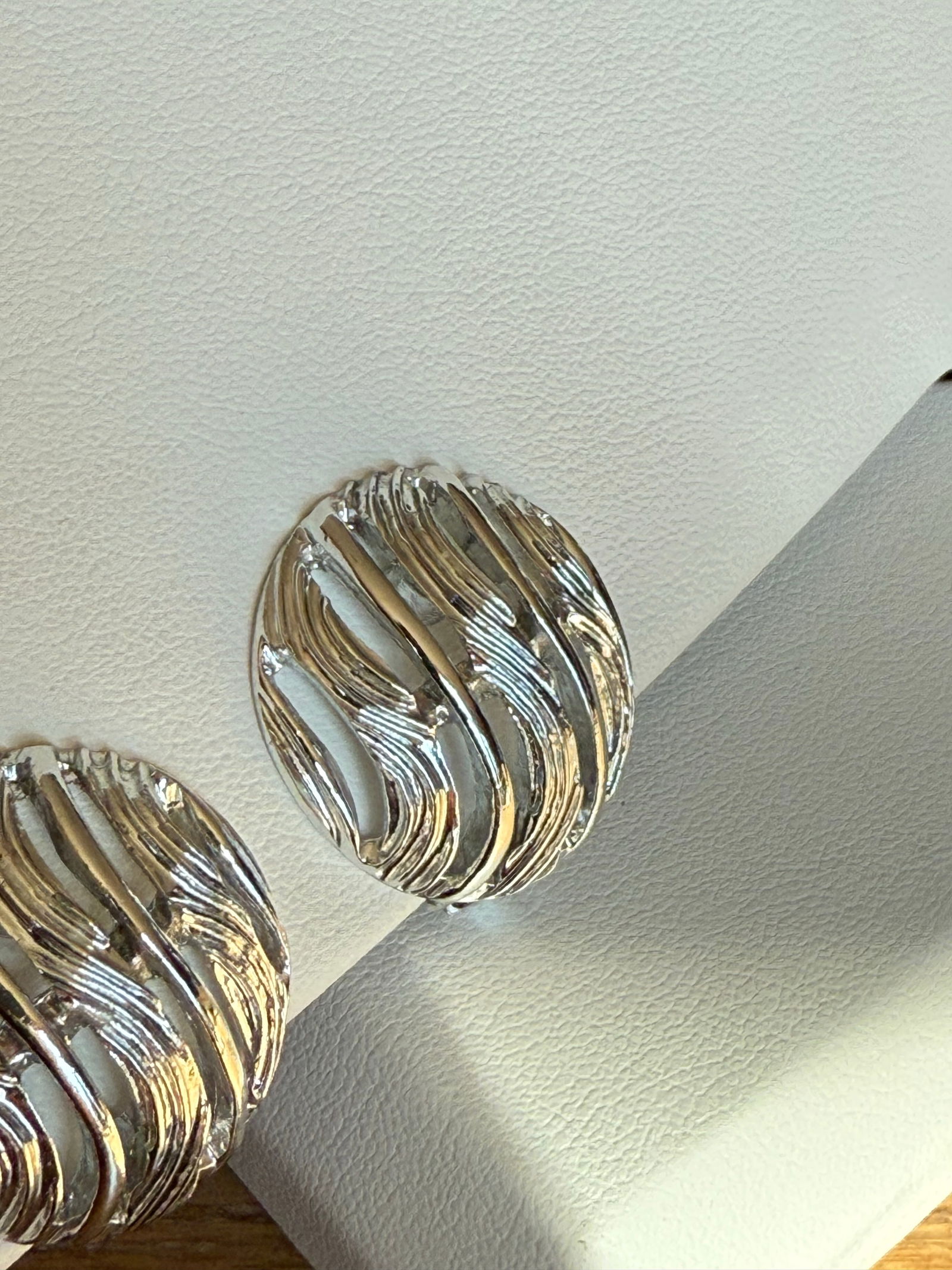 1980s Kramer Vintage Silver Tone Earrings, A Pair - 2