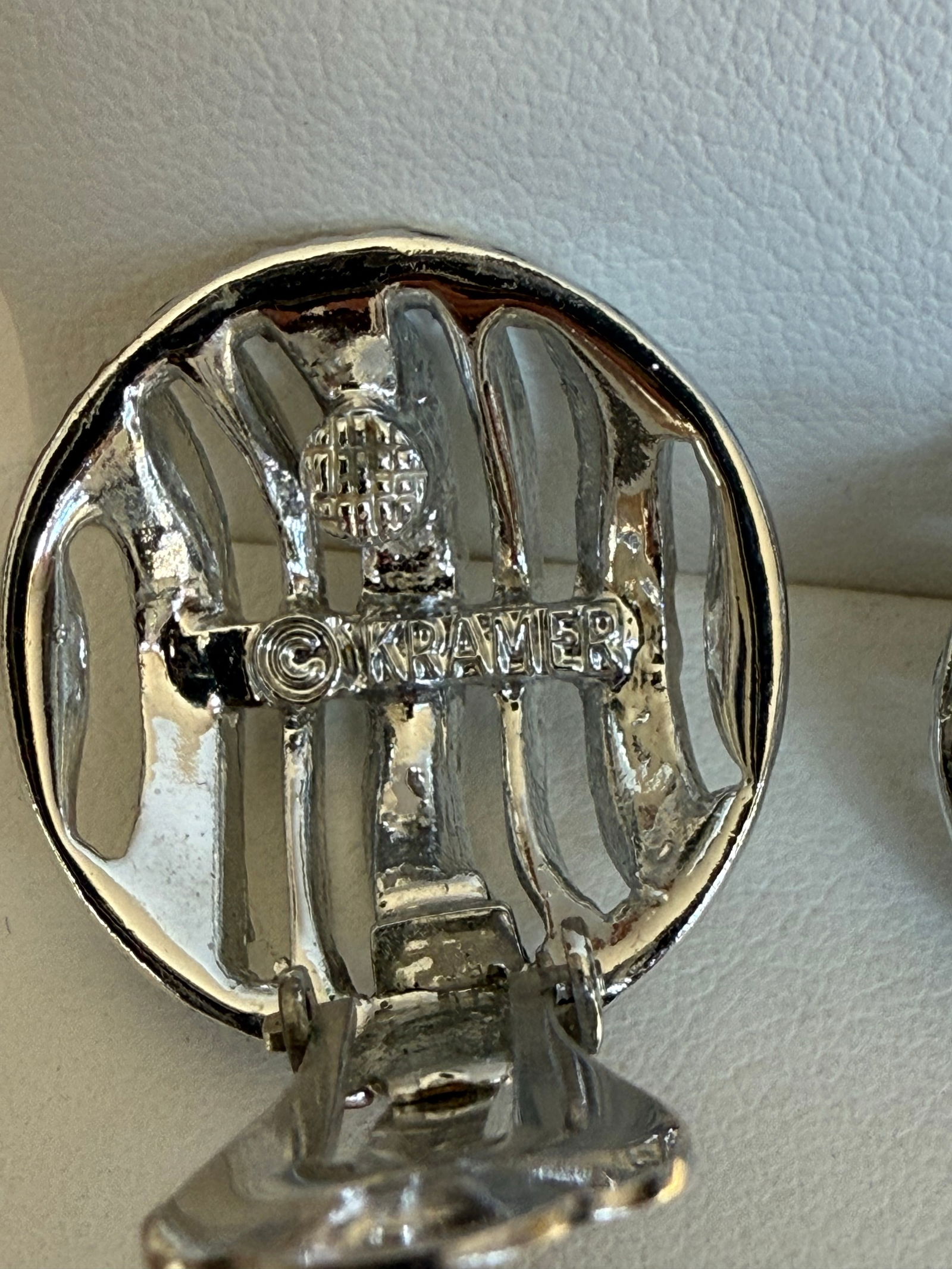 1980s Kramer Vintage Silver Tone Earrings, A Pair - 3