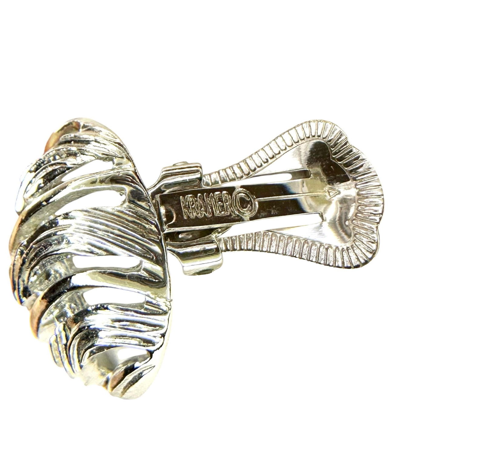 1980s Kramer Vintage Silver Tone Earrings, A Pair - 4