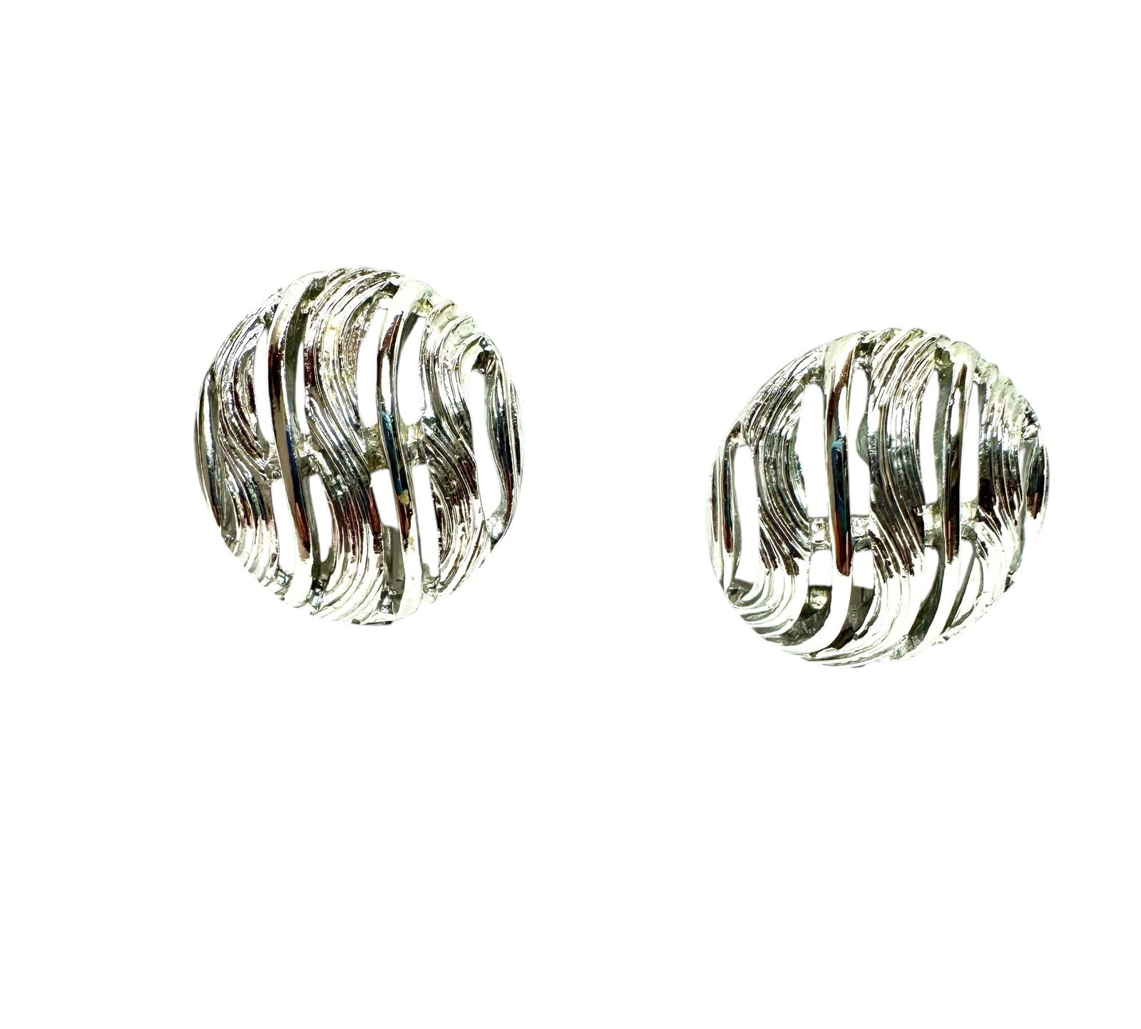 1980s Kramer Vintage Silver Tone Earrings, A Pair - 5