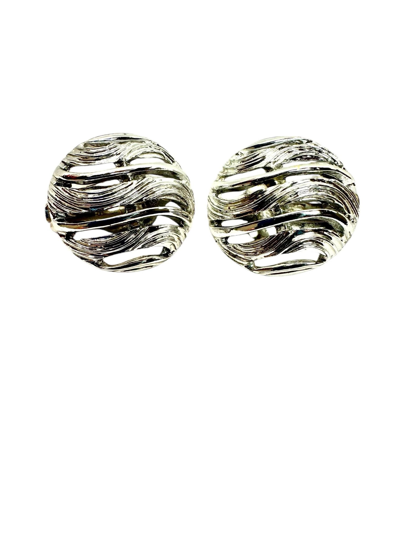 1980s Kramer Vintage Silver Tone Earrings, A Pair - 7
