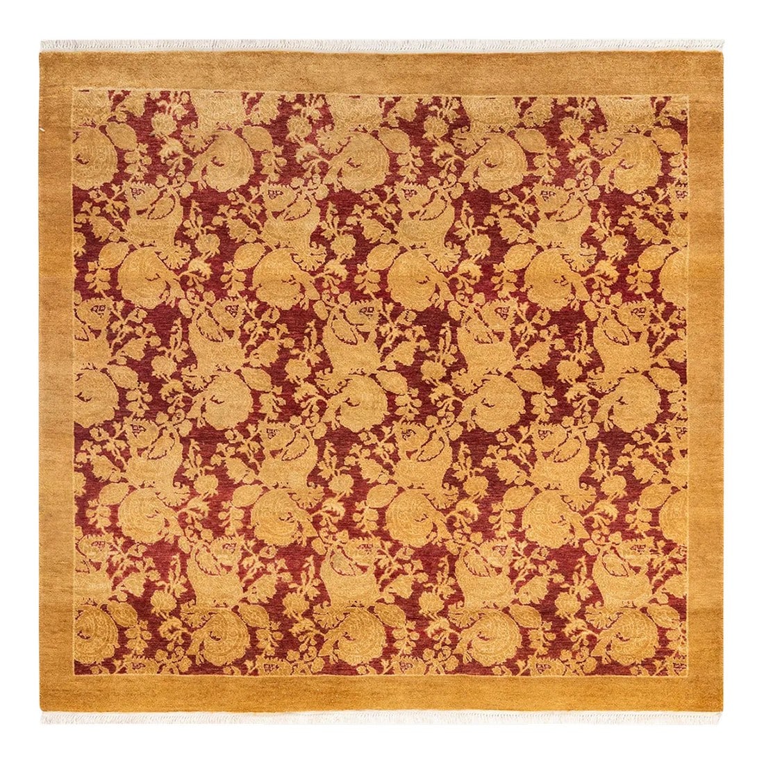 Mogul, One-of-a-Kind Hand-Knotted Area Rug - Yellow, 4' 1" x 4' 1": With understated palettes and allover designs, the rugs in the Mogul Collection will bring timeless sophistication to any room. Influenced by a spectrum of Turkish, Indian, and Persian designs, the