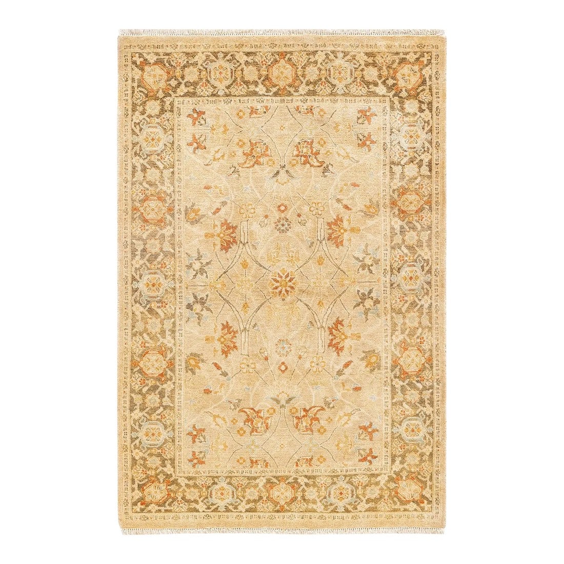 Eclectic, One-of-a-Kind Hand-Knotted Area Rug - Ivory, 3' 10" x 5' 10": With an amalgam of sizes and aesthetic influences ranging from art deco to Rorschach and modernist, the rugs in the Eclectic collection defy definition, asking instead to become intriguing focal