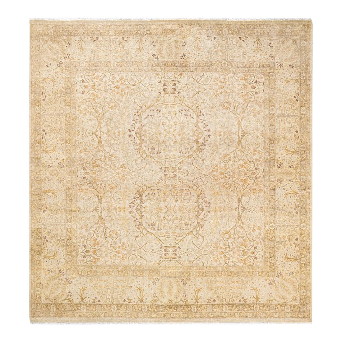 Mogul, One-of-a-Kind Hand-Knotted Area Rug - Ivory, 6' 1" x 6' 5": With understated palettes and allover designs, the rugs in the Mogul Collection will bring timeless sophistication to any room. Influenced by a spectrum of Turkish, Indian, and Persian designs, the ar