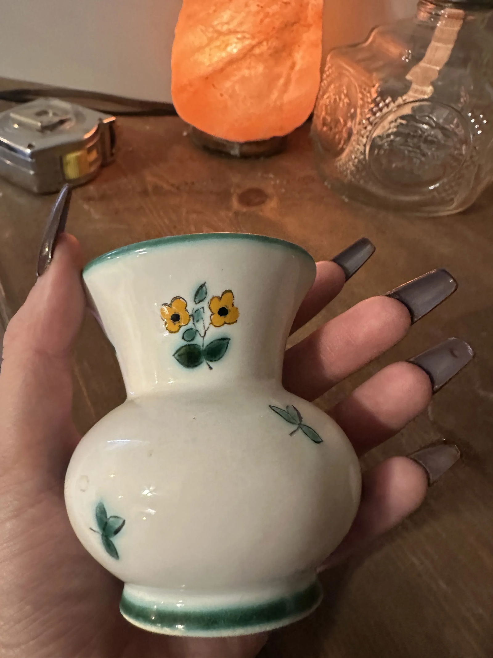 1970s Small Austrian Ceramic Vase With Floral Details - 3