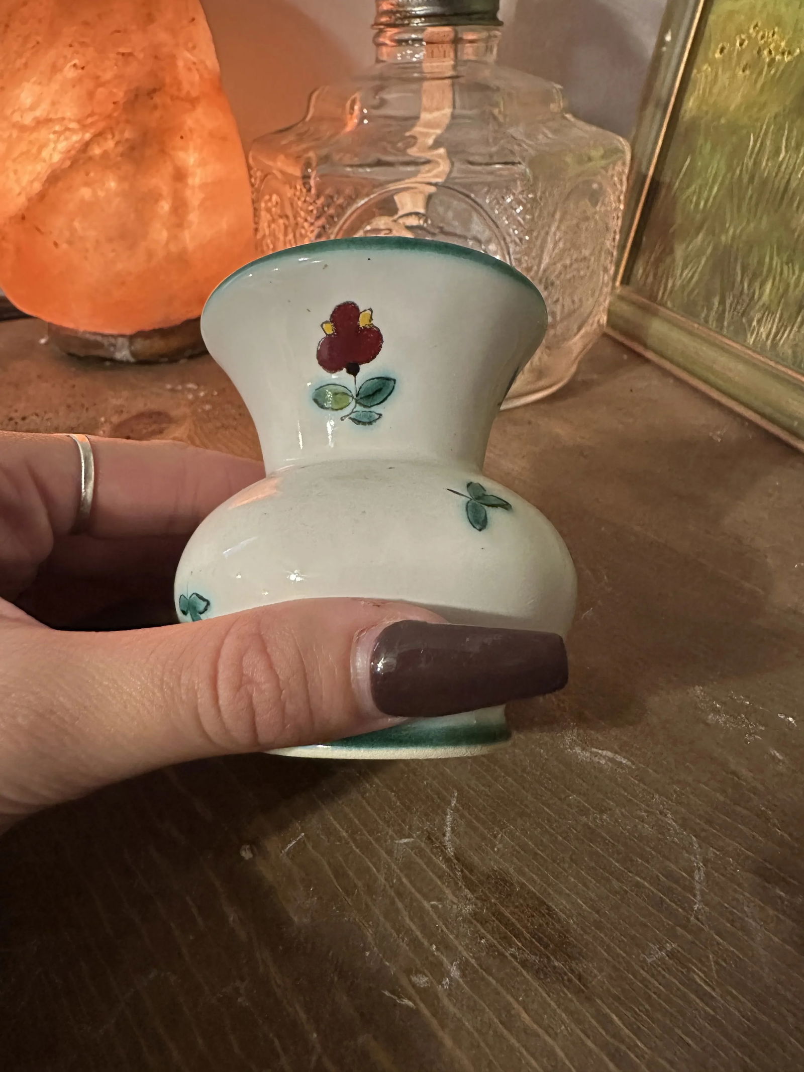 1970s Small Austrian Ceramic Vase With Floral Details - 6