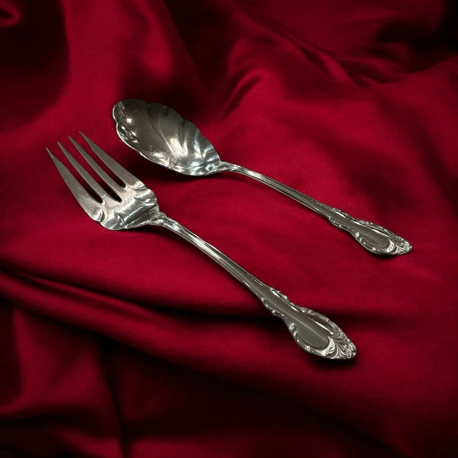 Vintage Fork Spoon Holmes & Edward's Silverplate Serving Set- a Pair - 2