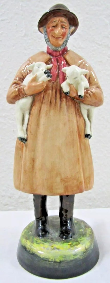 Pair Royal Doulton Figurines Lambing Time and Shepherd 1940s - 7