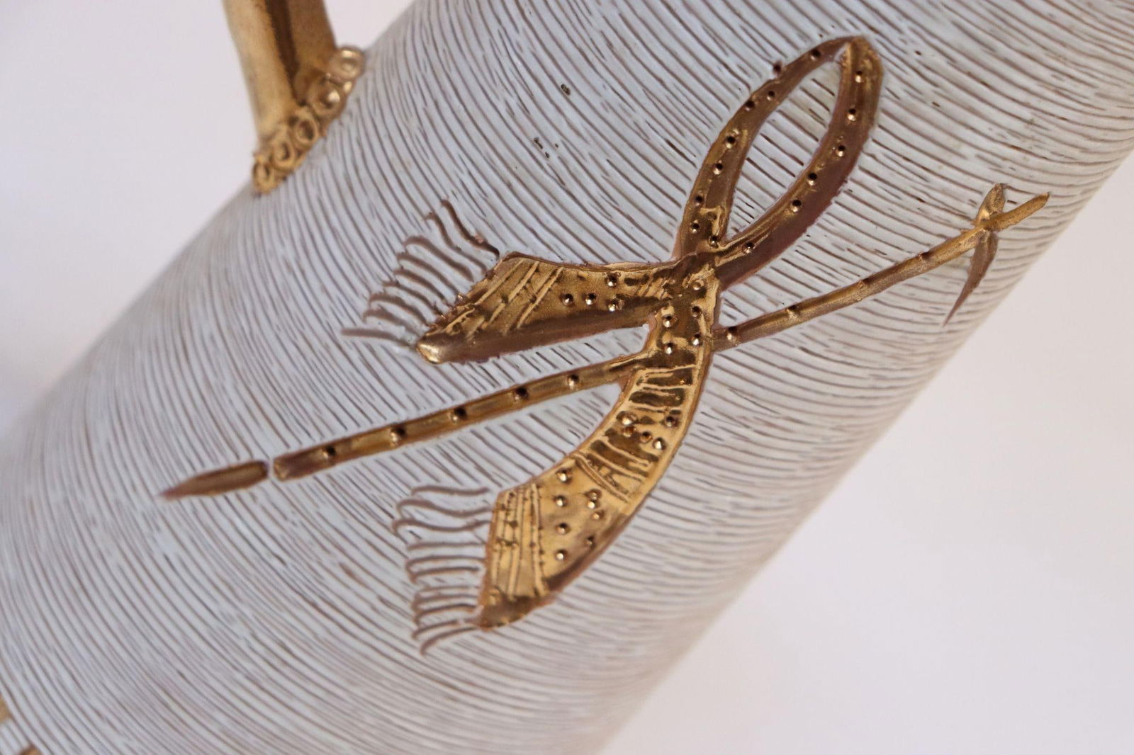 Italian Terracotta Gold Glazed Incised Figural Pitcher by Fratelli Fanciullacci - 10