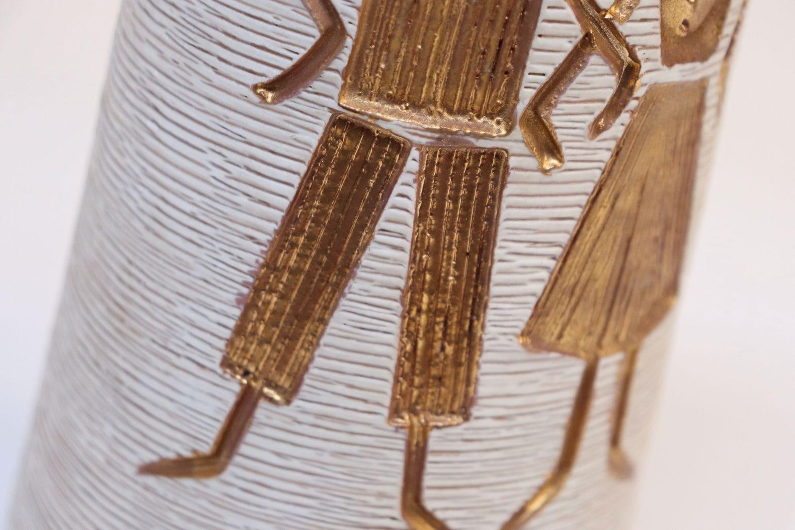 Italian Terracotta Gold Glazed Incised Figural Pitcher by Fratelli Fanciullacci - 7