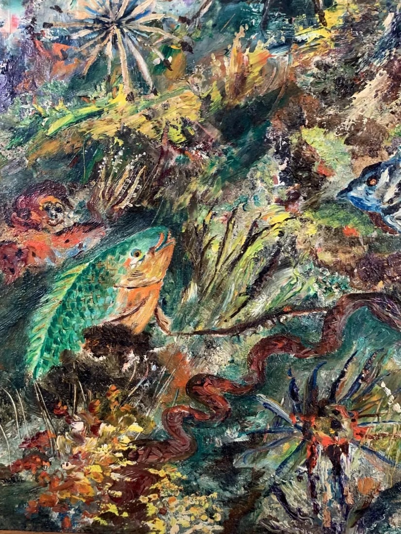 1960s Ludwik a Smialkowski Modernist Life in the Sea Oil on Board Painting - 8