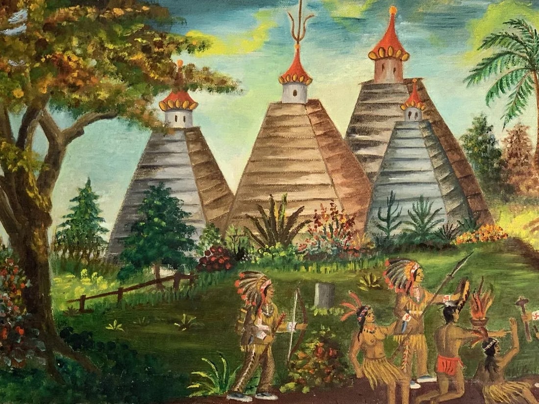 Ludwik a Smialkowski 1934 East Indian Agodas Oil Painting - 5