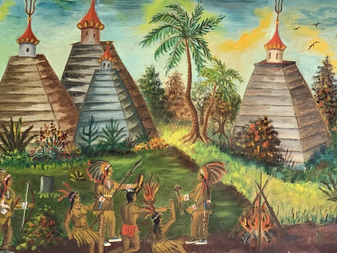 Ludwik a Smialkowski 1934 East Indian Agodas Oil Painting - 7