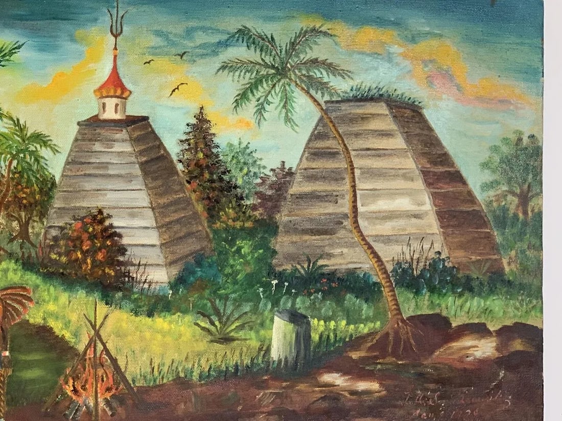 Ludwik a Smialkowski 1934 East Indian Agodas Oil Painting - 8