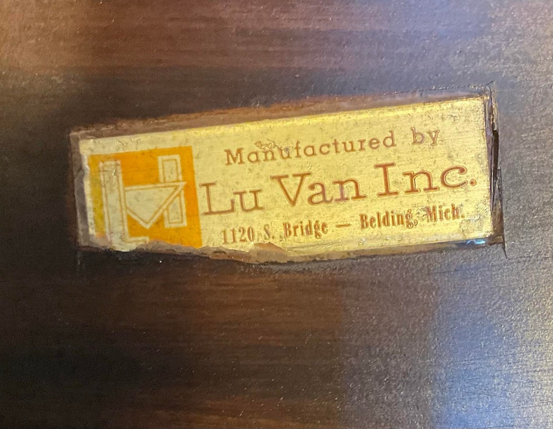 Vintage Lu Van Inc. Michigan 1950s Mid Century Modern Sofa Side End Table With Storage Shelf - 11