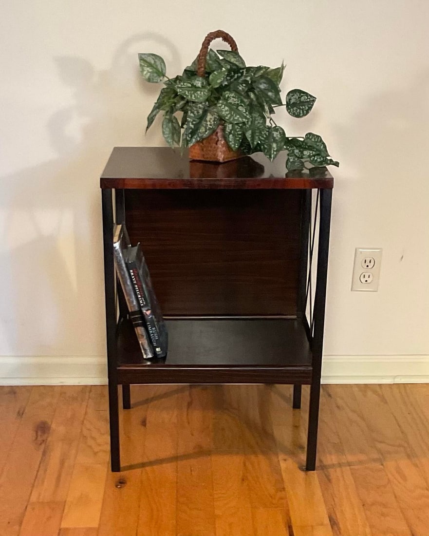 Vintage Lu Van Inc. Michigan 1950s Mid Century Modern Sofa Side End Table With Storage Shelf - 12