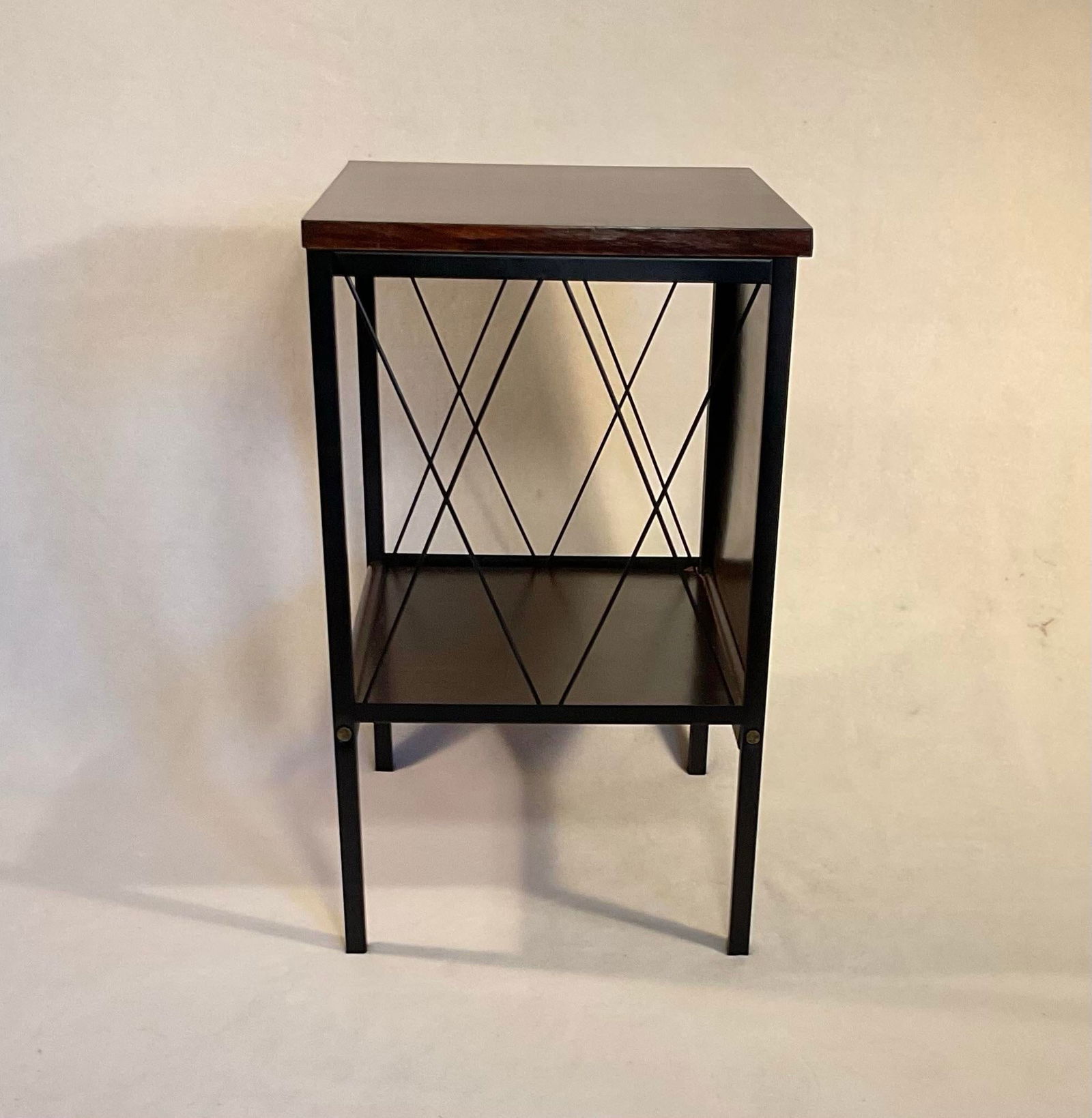 Vintage Lu Van Inc. Michigan 1950s Mid Century Modern Sofa Side End Table With Storage Shelf - 3