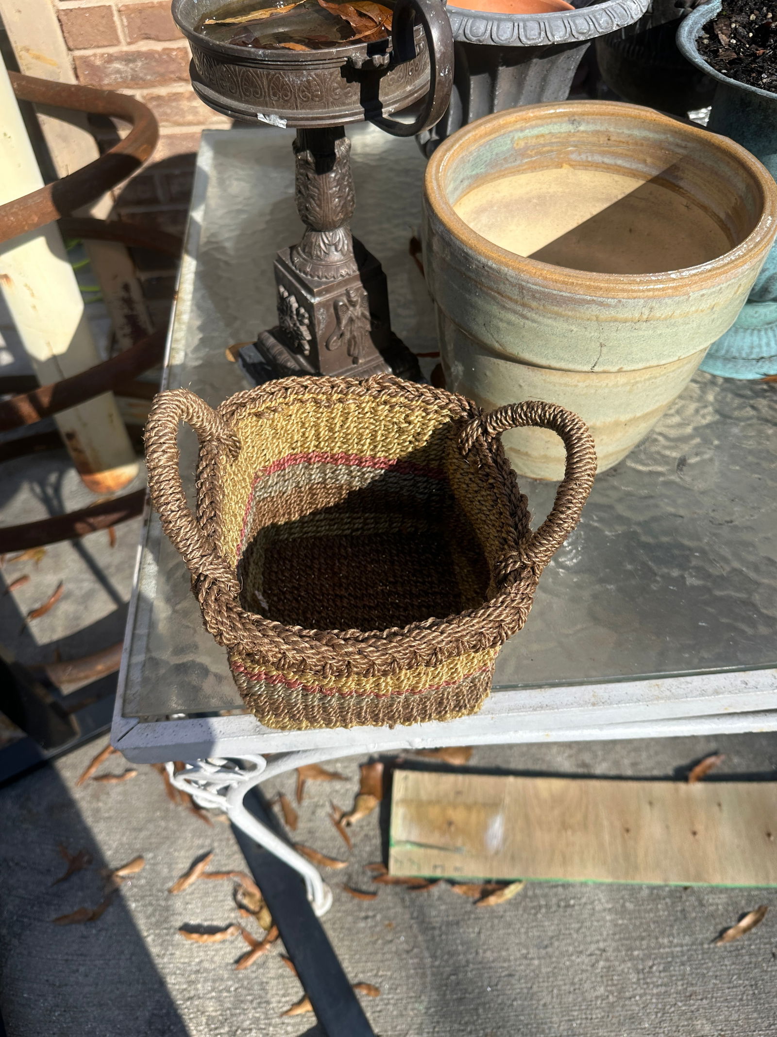 1970s Colorful Wicker Square Basket - 2