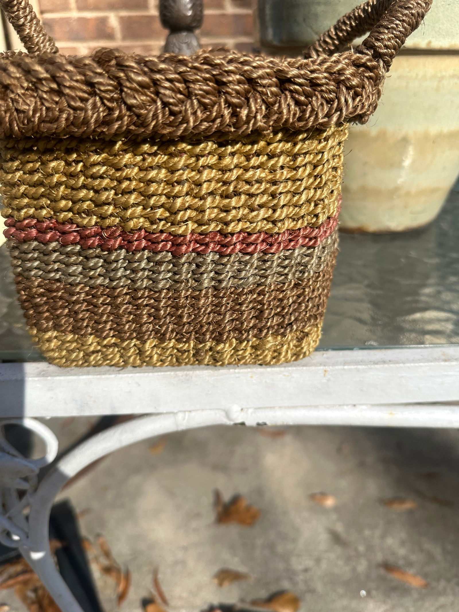 1970s Colorful Wicker Square Basket - 4