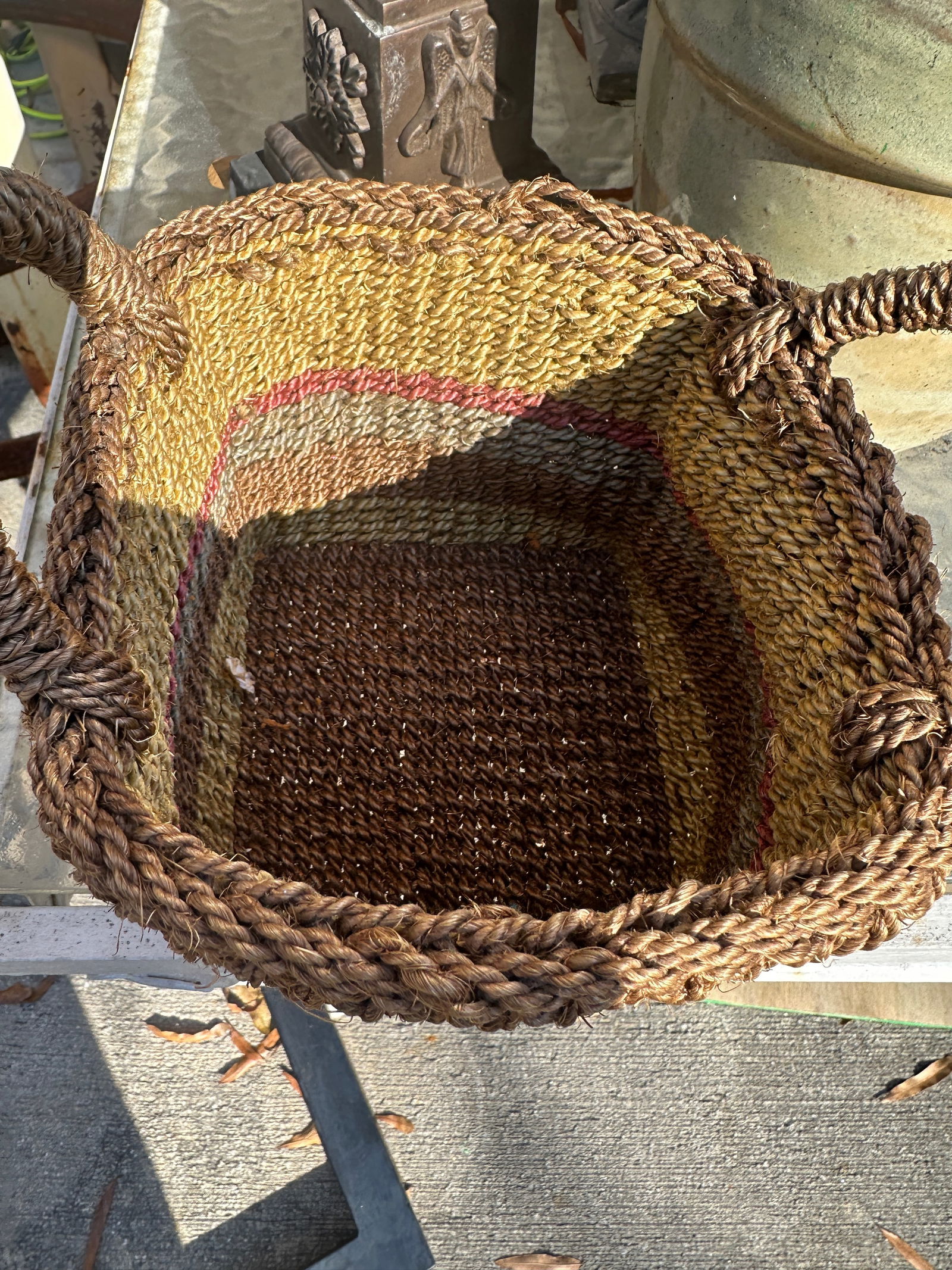 1970s Colorful Wicker Square Basket - 7