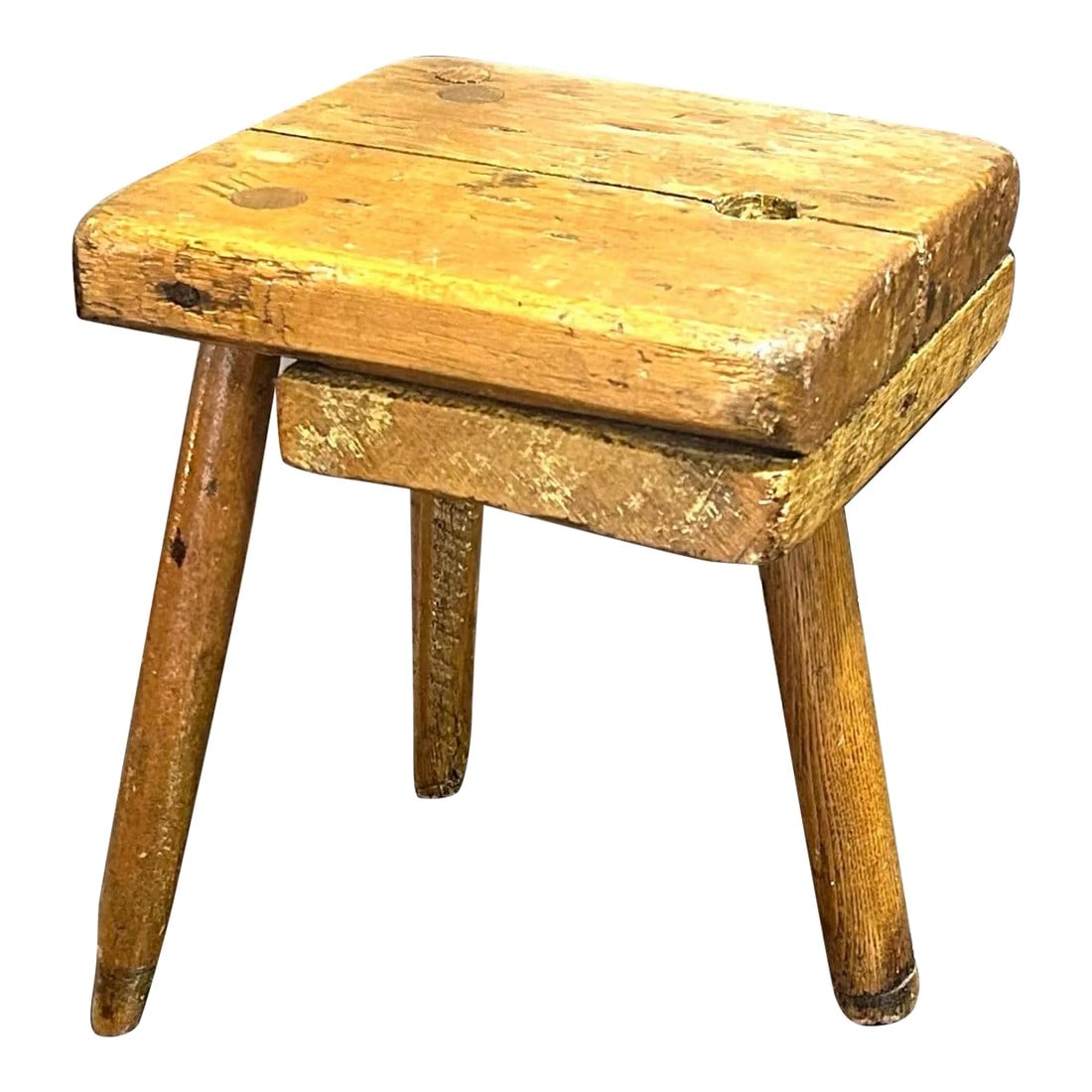 Mid 20th Century Amish-Made Hardwood Tripod Milking Stool (1 of 7)