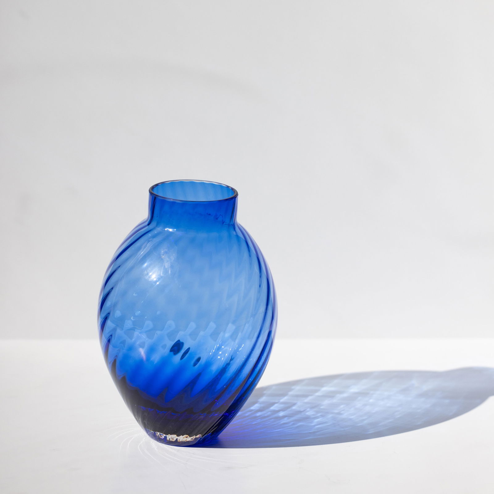 Mid 20th Century Tiffany & Co. Blue Spiral-Cut Glass Vase - 8