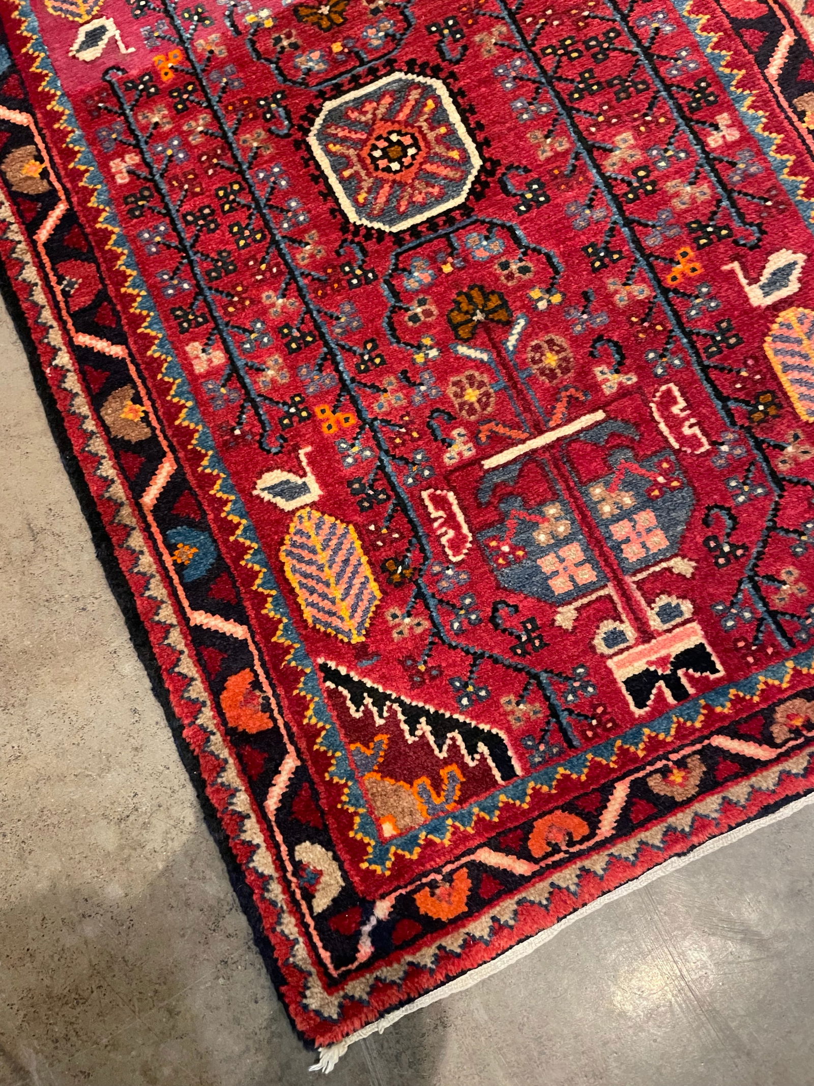 1990s Handwoven Persian Karajeh Area Rug 2'0" X 3'4" - 4